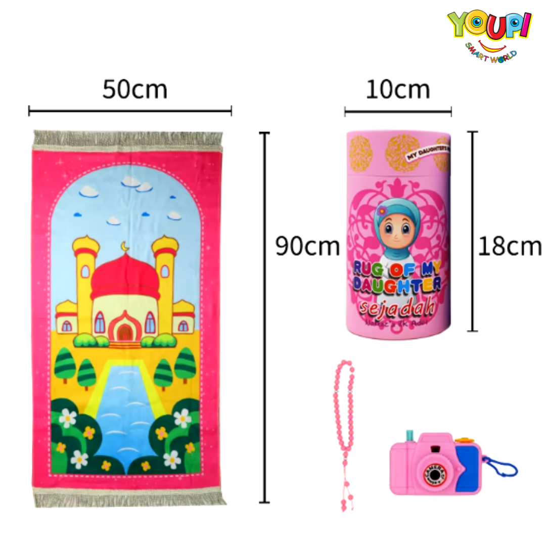 Prayer mat BLUE + Masbaha + Camera