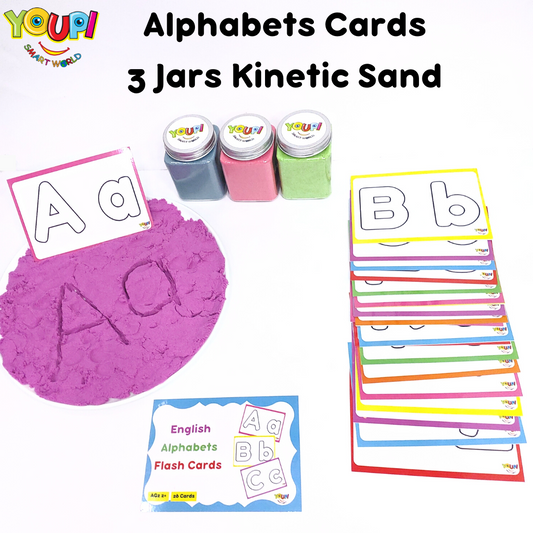 Alphabet Cards + 3 Jars  Kinetic Sand
